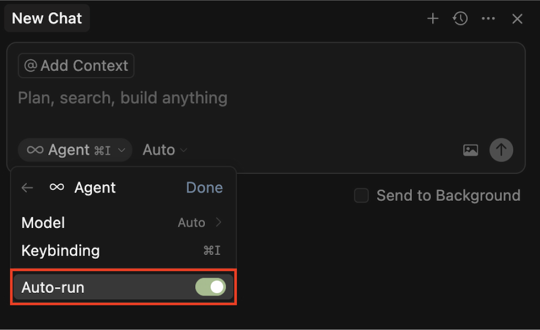 как включить автоматический режим в CursorAI
